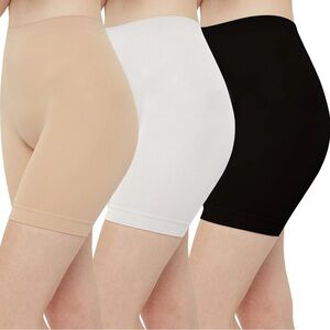 Lot of 3 Innersy Women’s Slip Shorts – Black, Nude & White – Size Small